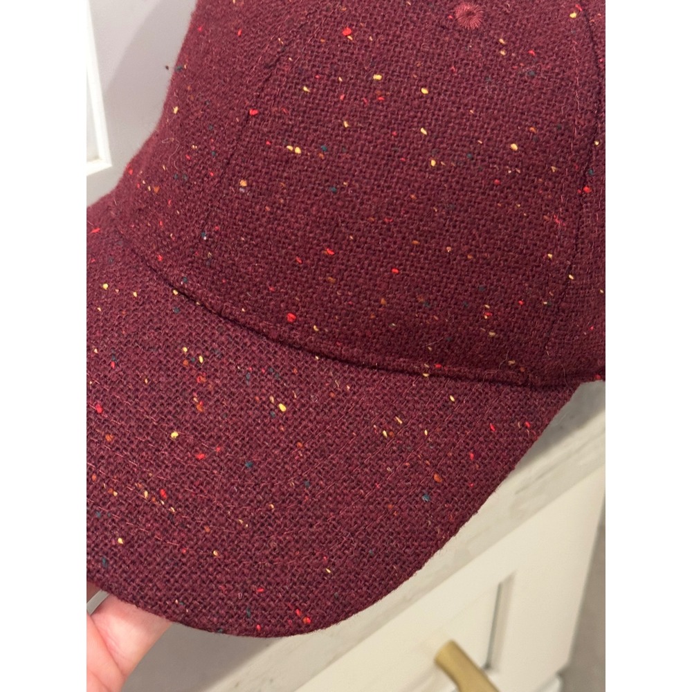 Tweed Wool Blend Adjustable Baseball Cap One Size Maroon Dark Red - Picture 5 of 6
